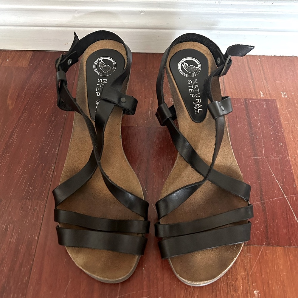Black leather sandals